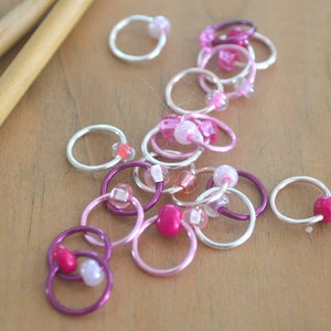 Snag Free Stitch Markers Pretty in Pink Dangle Free Snag Free Knitting Stitch Markers Small Medium Large Sizes Available image 2