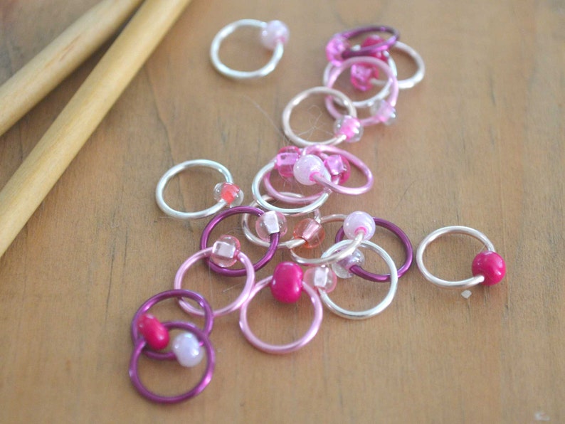 Snag Free Stitch Markers Pretty in Pink Dangle Free Snag Free Knitting Stitch Markers Small Medium Large Sizes Available image 2