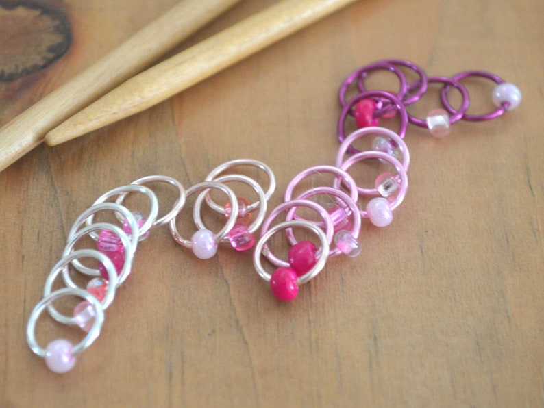 Snag Free Stitch Markers Pretty in Pink Dangle Free Snag Free Knitting Stitch Markers Small Medium Large Sizes Available image 5