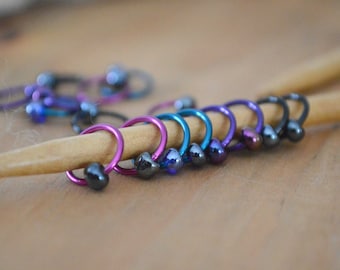 Snag Free Stitch Markers "Dusk" Dangle Free - Snag Free Knitting Stitch Markers - Small Medium Large Sizes Available