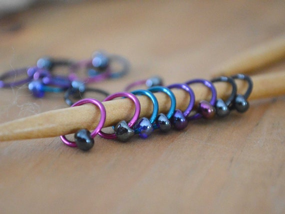 Snag Free Stitch Markers "Dusk" Dangle Free - Snag Free Knitting Stitch Markers - Small Medium Large Sizes Available