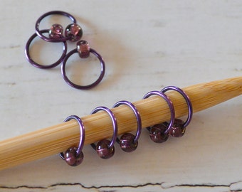 POP of Purple / Stitch Markers - Dangle Free Snag Free Knitting Stitch Markers - Small Medium Large Sizes Available