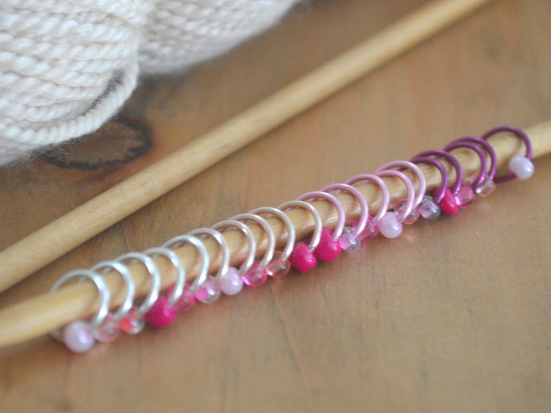 Snag Free Stitch Markers Pretty in Pink Dangle Free Snag Free Knitting Stitch Markers Small Medium Large Sizes Available image 4