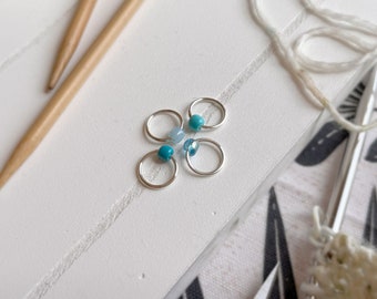 Mini/Raglan Set of 4 Snag Free Stitch Markers - Knitting Gift - Raglan Knitting - Knitting Notions - Pick Your Size - Shades of Turquoise