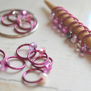 Knitting Stitch Markers - Hibiscus - Dangle Free Snag Free Knitting Stitch Markers - Small Medium Large Sizes Available