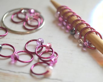 Knitting Stitch Markers - Hibiscus - Dangle Free Snag Free Knitting Stitch Markers - Small Medium Large Sizes Available