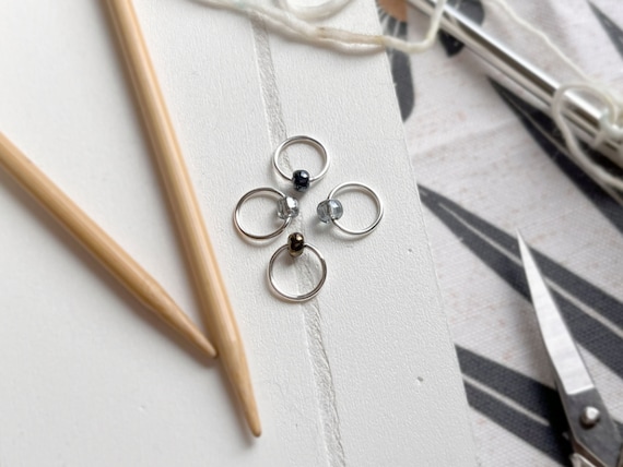 Mini/Raglan Set of 4 Snag Free Stitch Markers - Knitting Gift - Raglan Knitting - Knitting Notions - Pick Your Size - Shades of Gray