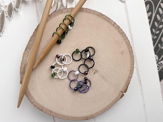 Knitting Stitch Markers - Dangle Free - Snag Free Stitch Markers - Ghoulish - Pick Your Size Stitch Markers