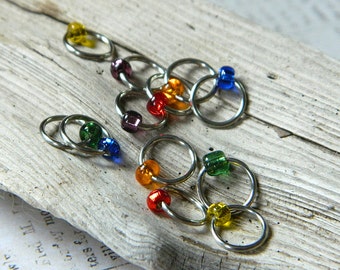 Knit Me a Rainbow / Snag Free Stitch Markers - Dangle Free Knitting Stitch Markers - Small Medium Large Sizes Available