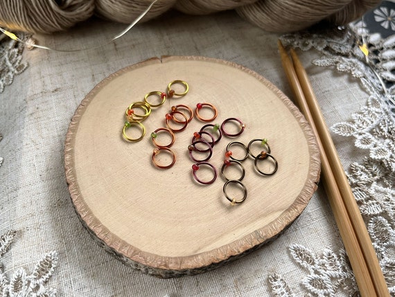 Knitting Stitch Markers - Fall Harvest - Dangle Free, Snag Free Knitting Stitch Markers - Multiple Sizes Available