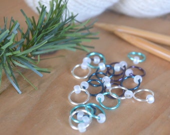 Winter Frost Snag-Free Knitting Stitch Markers: Silver, Blue, Purple