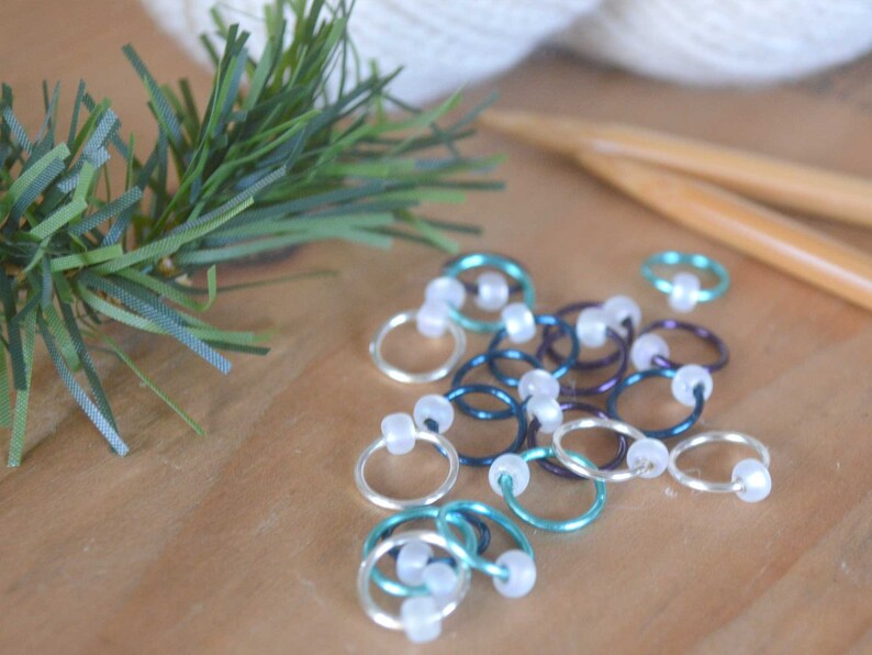 Snag Free Stitch Markers Winter Frost Dangle Free Snag Free Knitting Stitch Markers Small Medium Large Sizes Available image 1