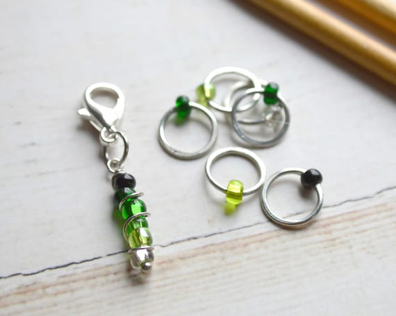 Stitch Markers - Ombre Collection - Green - Stitch Markers for Knitters - Multiple Sizes - Made to Order