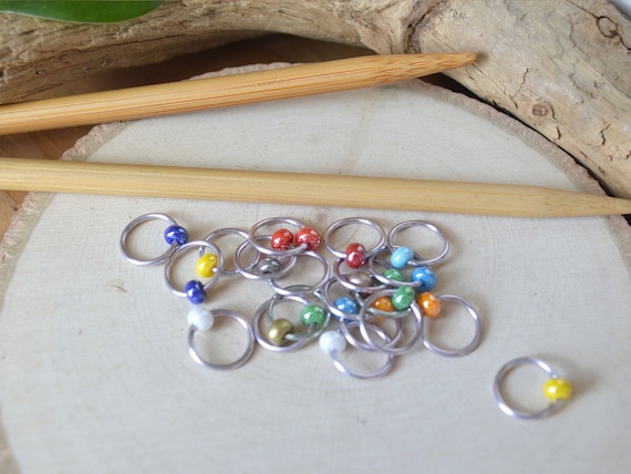 Knitting Stitch Markers - Gumballs- Dangle Free Knitting Stitch Markers - Small Medium Large Sizes Available