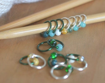 Snag Free Stitch Markers - Jade Mix - Dangle Free - Snag Free Knitting Stitch Markers - Small Medium Large Sizes Available