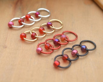 Snag Free Stitch Markers - Fireside - Dangle Free - Snag Free Knitting Stitch Markers - Small Medium Large Sizes Available