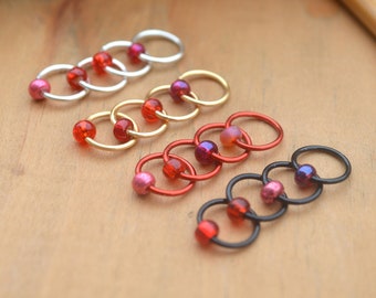 Snag-Free Knitting Stitch Markers - Fireside, Bead Sealed