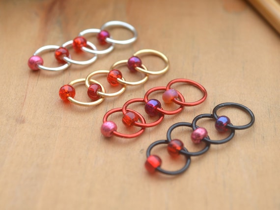 Snag-Free Knitting Stitch Markers - Fireside, Bead Sealed
