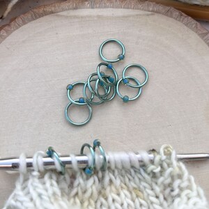 Knitting Stitch Markers Seafoam Dangle Free, Snag Free Knitting Stitch Markers Multiple Sizes Available image 4