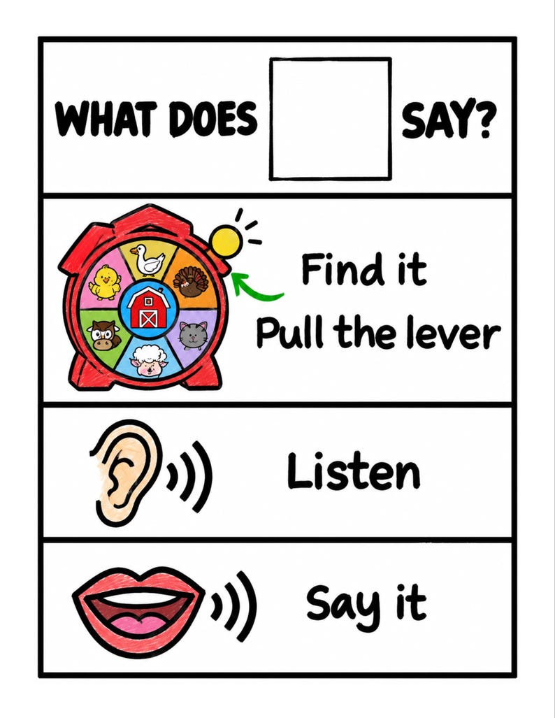 Animal Sounds Speech Therapy Activity | See and Say Visuals | Preschool ...