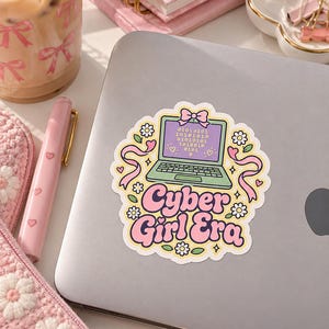 Cyber Girl Era Laptop Illustration Stickers | Kiss-Cut Sticker