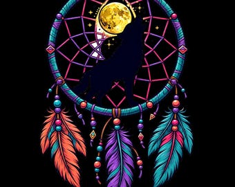 Wolf Dreamcatcher DTF Transfer PNG Dreamcatcher Sublimation Clipart