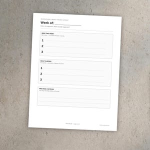 Planificador para adultos con TDAH / Hoja de trabajo de revisión y reinicio semanal, planificador de funciones ejecutivas, imprimible