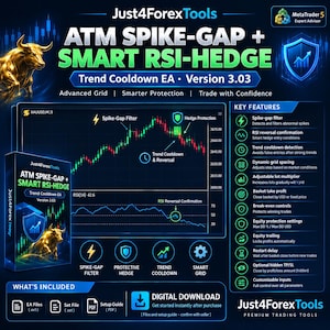 Expert Advisor per la copertura dei gap RSI sugli ATM per MT5, Bot Forex per la gestione del cooldown di tendenza (Download digitale)