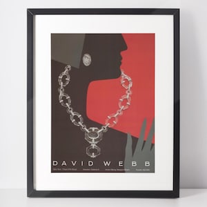 DAVID WEBB 1985 Anuncio vintage de joyería de lujo de los años 1980 Anuncio impreso Arte mural Regalo de Navidad para ella Presente Diseño de interiores
