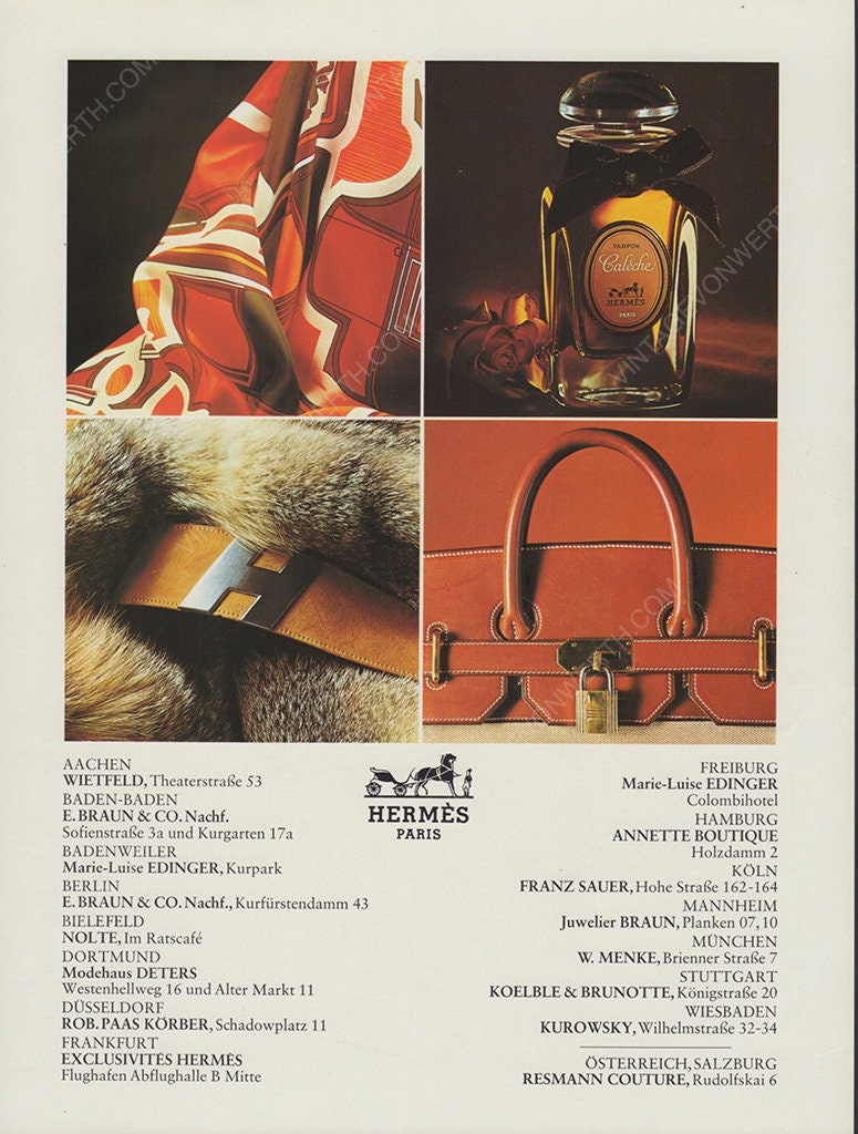 HERMÈS 1973 Vintage Advertisement 1970s Bags Scarves Perfume