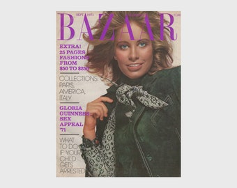 Harper's Bazaar US September 1971 Vintage Fashion Magazine 1970s Retro Birthday Anniversary Christmas Gift Present Photos Ads Advertisements