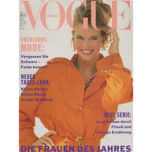 VOGUE GERMANY January 1991 Vintage Fashion Magazine 1990s Retro Birthday Anniversary Christmas Gift Present Photos Ads Advertisements