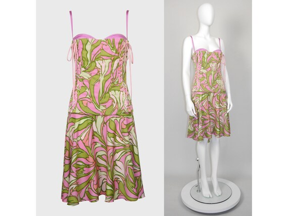 Robe Vintage Dolce & Gabbana Années 2000 - 100% Soie, Imprimé Fleuri, Taille S, Neuve Sans étiquettes