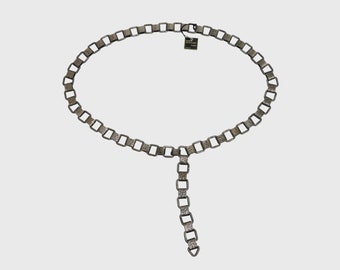 Yves Saint Laurent by Roger Scemama 1960s 1970s Vintage Chain Belt or Necklace YSL Silver-Tone Metal One-Size Small
