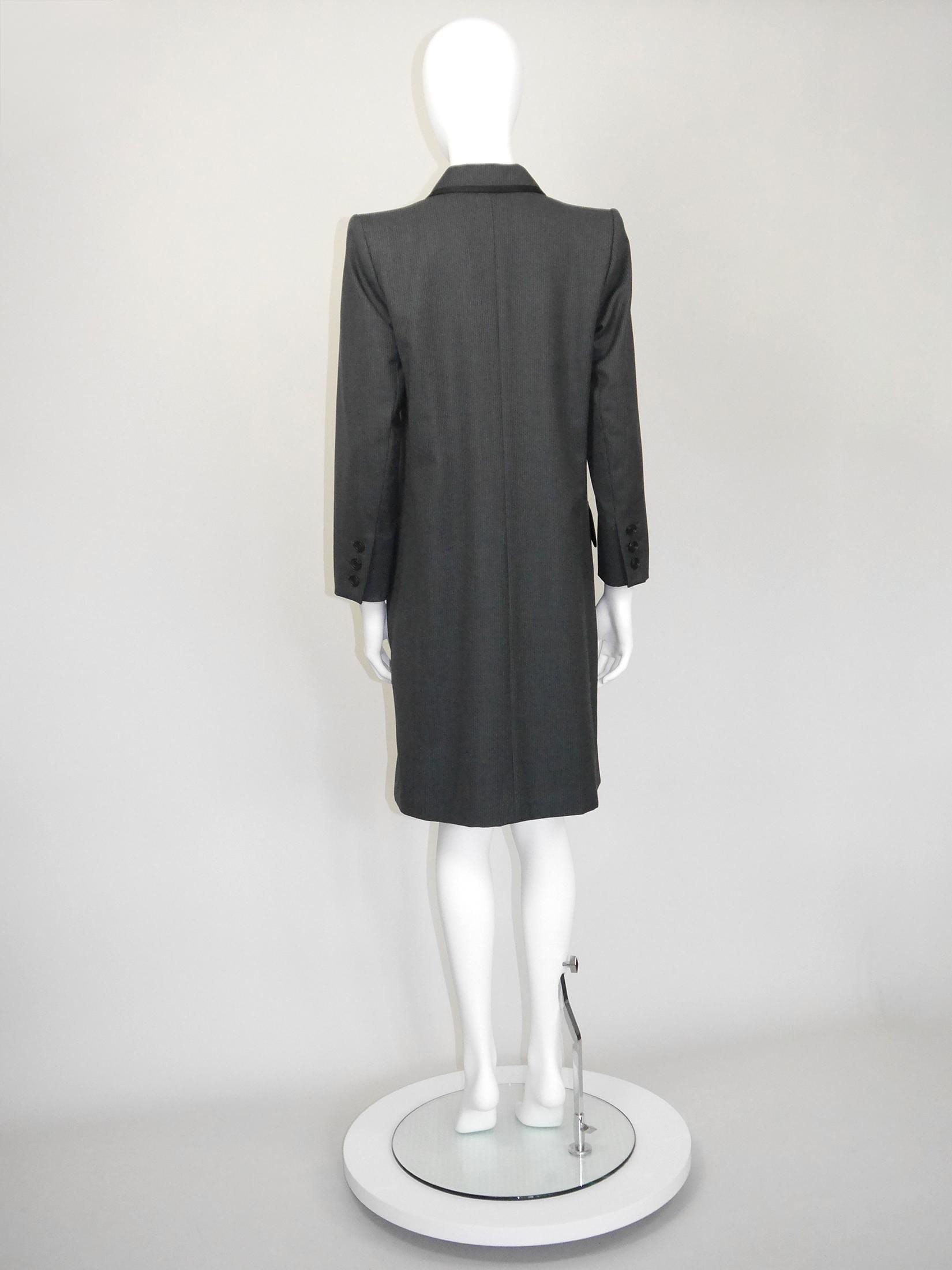 Yves Saint Laurent YSL 1990s Vintage Grey Pinstripe Wool Tailored