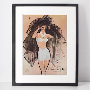 1960s Vintage Hollywood Vassarette Bra & Panties Lingerie Fashion Art Print  Ad