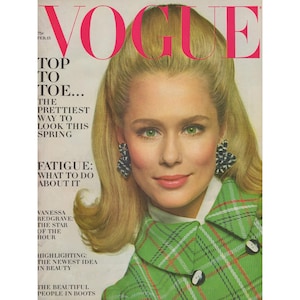 VOGUE US February 15th 1967 Vintage Fashion Magazine 1960s Retro Birthday Anniversary Christmas Gift Present Photos Ads Advertisements