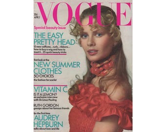 VOGUE US April 1st 1971 Vintage Fashion Magazine 1970s Retro Birthday Anniversary Christmas Gift Present Photos Ads Advertisements