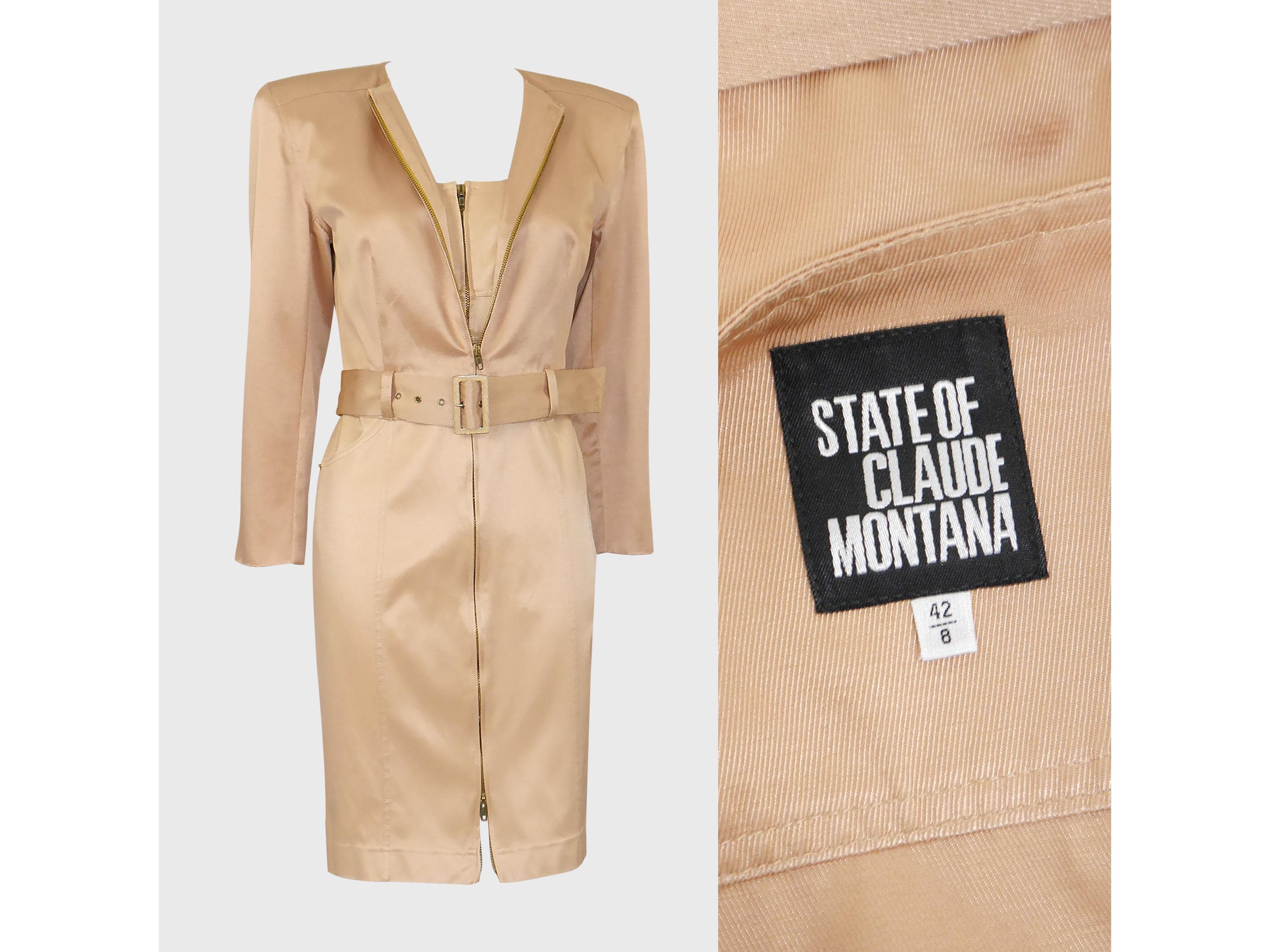 Robe Vintage Claude Montana En Laine - Taille S Crème - Fabriquée En Italie - Occasion En Excellent état