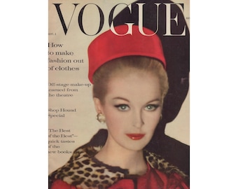 VOGUE US November 1st 1959 Vintage Fashion Magazine 1950s Retro Birthday Anniversary Christmas Gift Present Photos Ads Advertisements