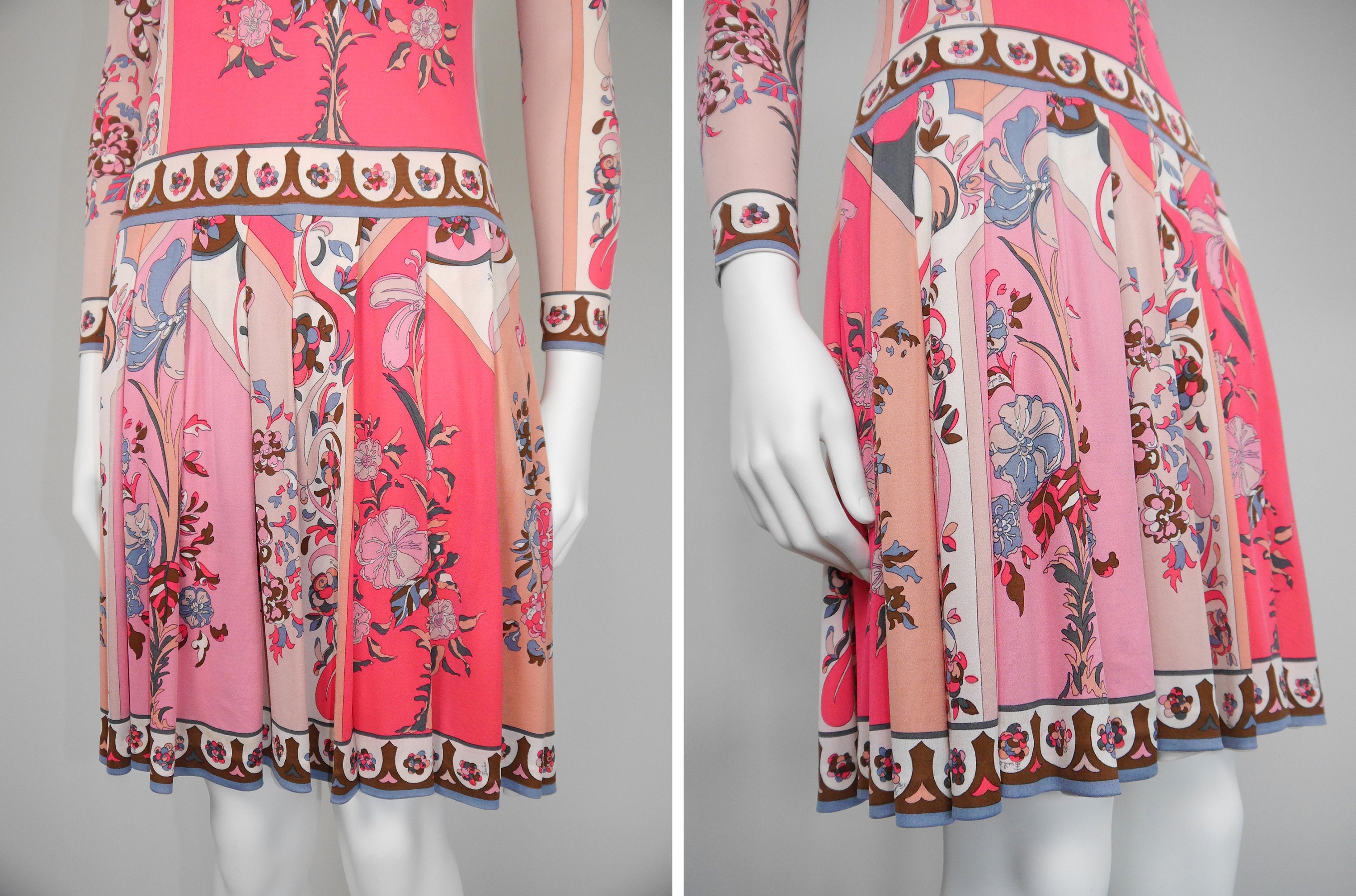 ワンピース Emilio Pucci Dresses Pink EMILIO PUCCI c.1968 Pink Multicolor Op Art Signature Print