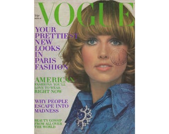 VOGUE US September 15th 1969 Vintage Fashion Magazine 1960s Retro Birthday Anniversary Christmas Gift Present Photos Ads Advertisements