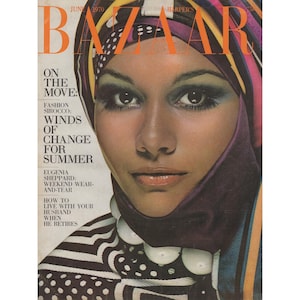 Harper&#39;s Bazaar US June 1970 Vintage Fashion Magazine 1970s Retro Birthday Anniversary Christmas Gift Present Photos Ads Advertisements