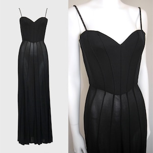 Thierry Mugler 1990s 2000s Vintage Black Bustier Corset Maxi Evening Dress Y2K Archival Minimalist Gown Size XXS-XS US 0-2-4