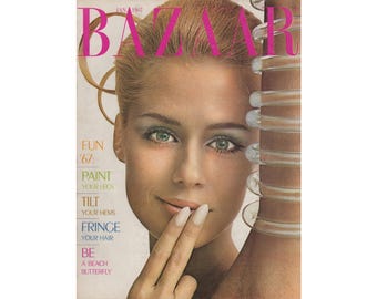 Revista de moda vintage Harper's Bazaar de EE. UU., enero de 1967, años 60, retro, cumpleaños, aniversario, regalo de Navidad, fotos, anuncios.