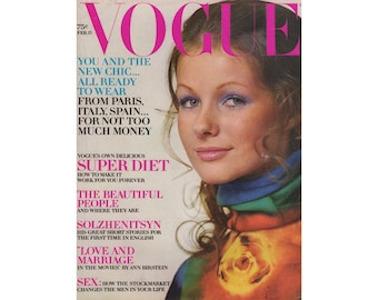 VOGUE US February 15th 1971 Vintage Fashion Magazine 1970s Retro Birthday Anniversary Christmas Gift Present Photos Ads Advertisements