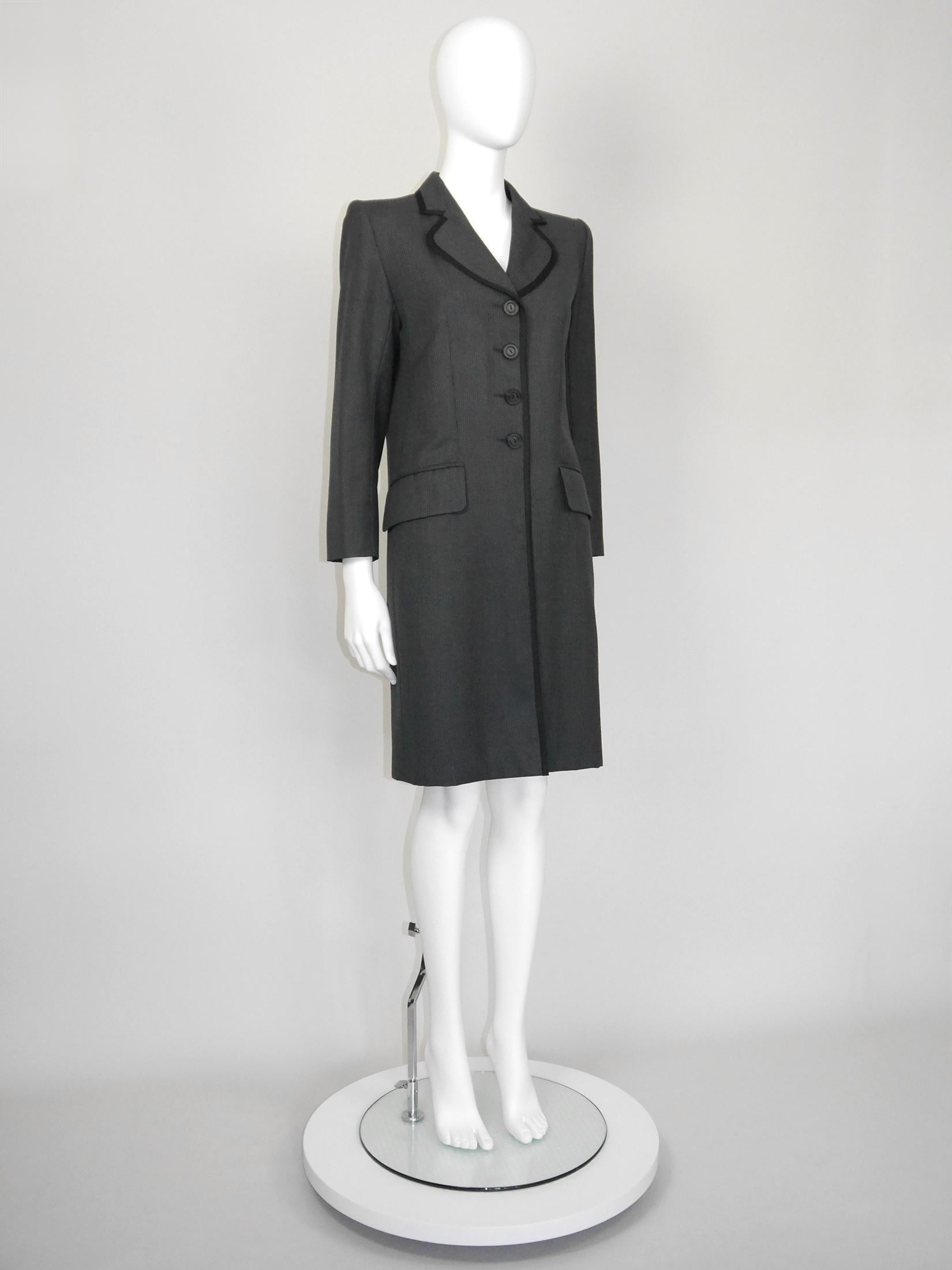 Yves Saint Laurent YSL 1990s Vintage Grey Pinstripe Wool Tailored
