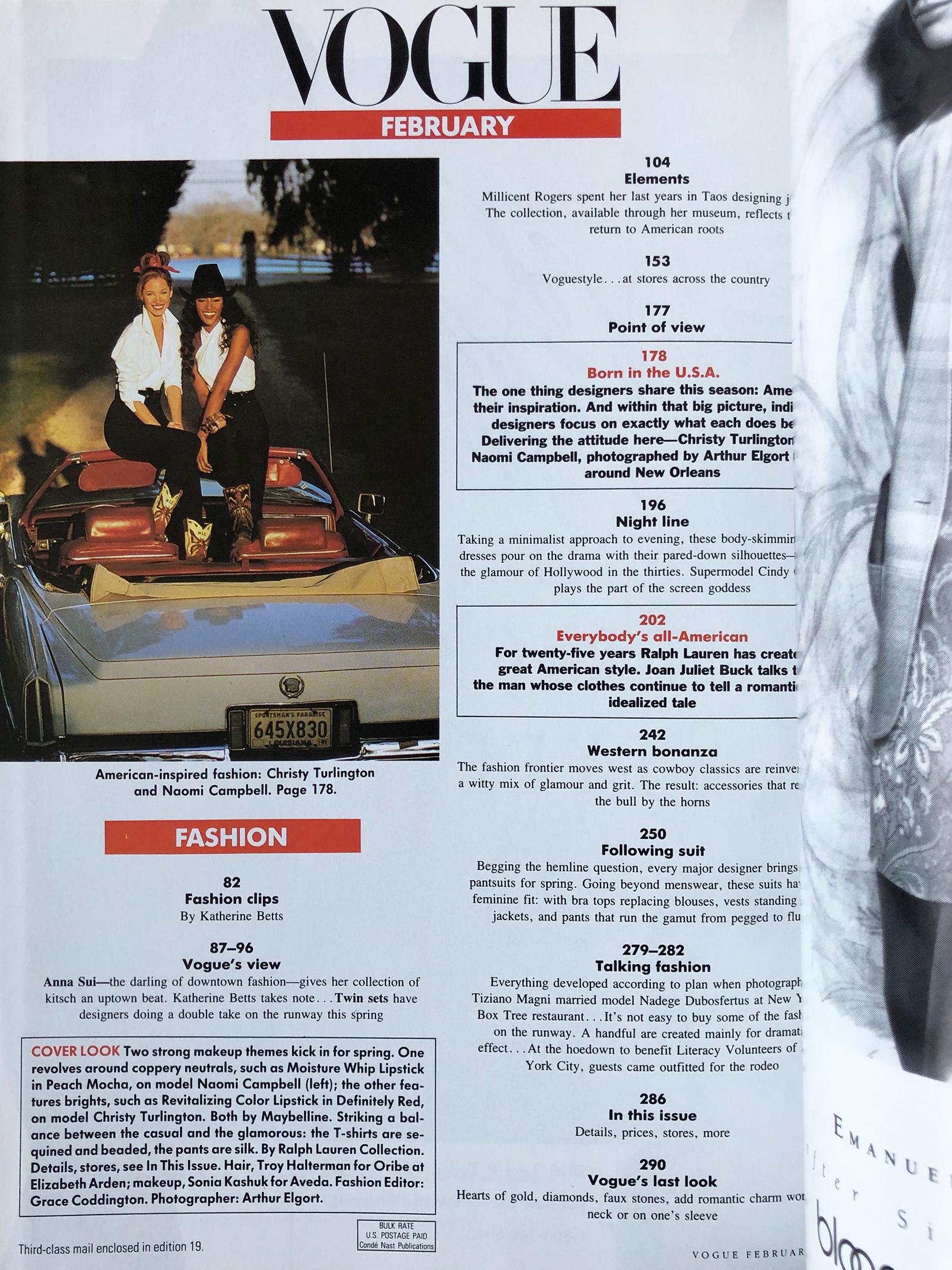 VOGUE 米国版 2月号 ヴィンテージ雑誌 VOGUE US 1992年2月号 ヴィンテージファッション雑誌 1990年代 レトロ