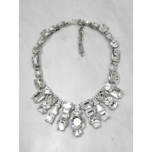 Yves Saint Laurent YSL Vintage Chunky Glass Crystals Statement Necklace Collier Jewellery Jewelry Silver-Tone Metal