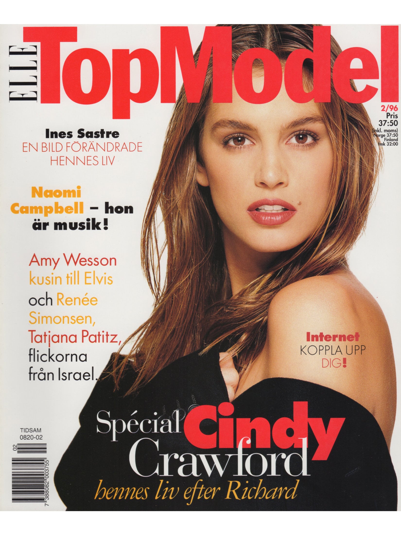 ELLE TOP MODEL No. 9 2/1996 Cindy Crawford Swedish Edition Vintage